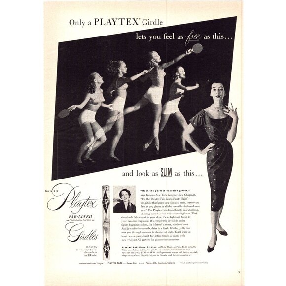 1952 Playtex Girdles 50s Fashion Vintage Print Ad Women Ping Pong Wall Art - Picture 1 of 2